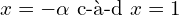x = -\alpha \text{ c-à-d } x=1