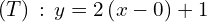 (T) \, : \, y = 2 \left(x-0\right) +1