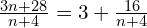 \frac{3n + 28}{n + 4} = 3 + \frac{16}{n + 4}